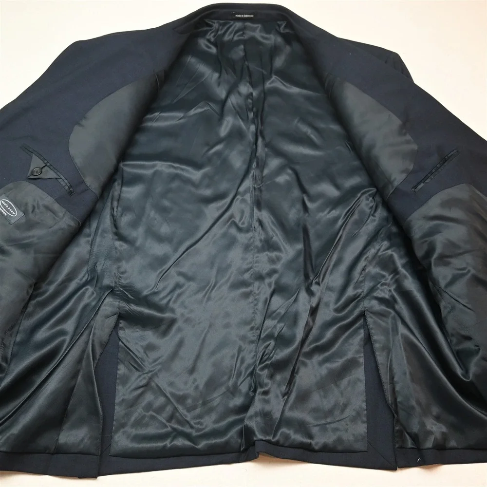 Pronto Uomo 54S 46x30 Blue Sharkskin 100% Wool Mens Jacket Pants Suit